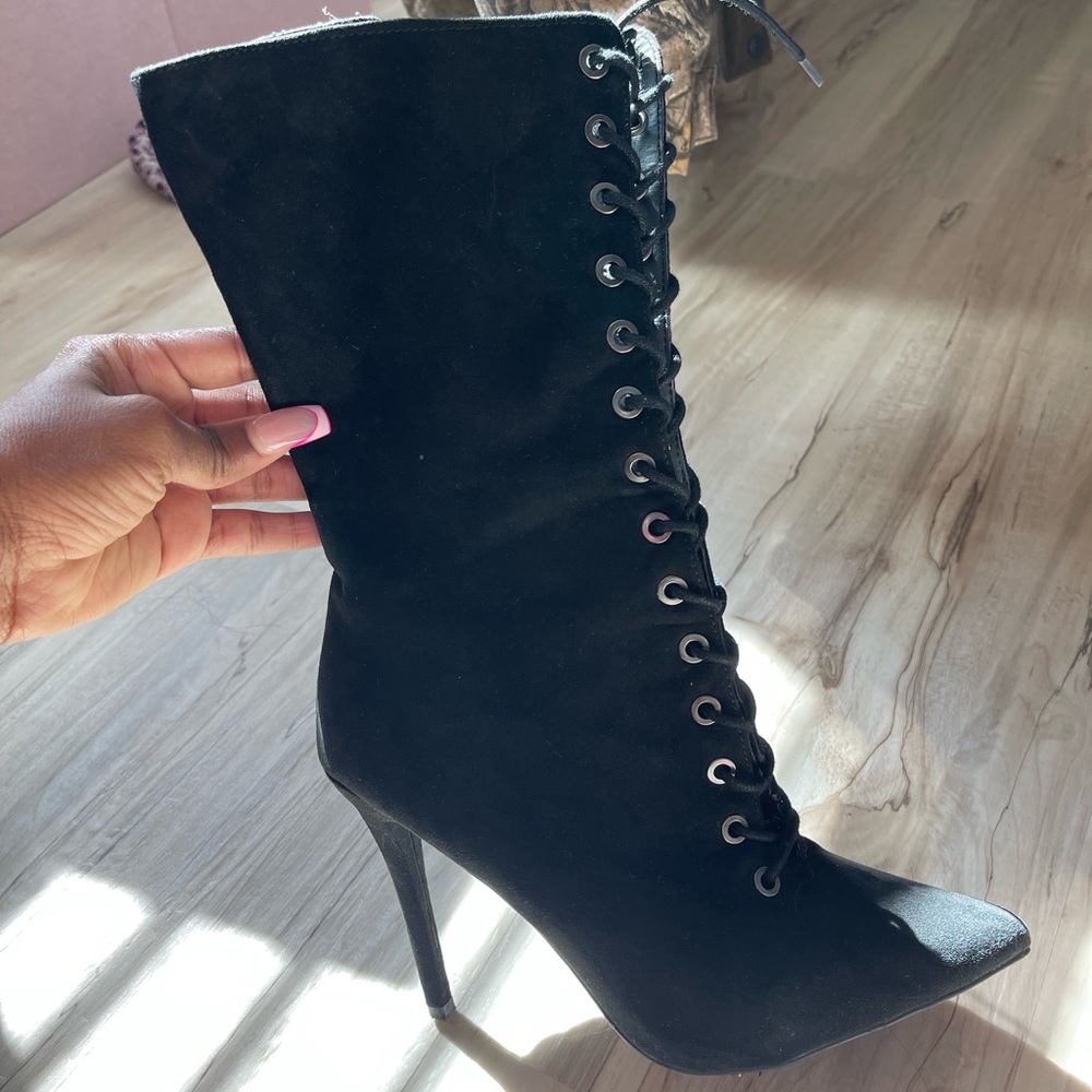 Black combat heels